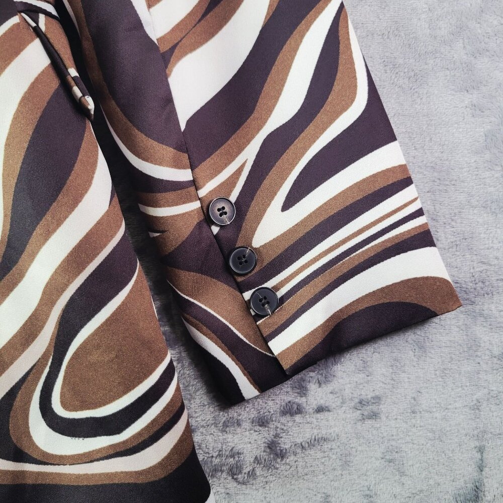 Nasty Gal Womens Blazer M Brown Black White Swirl Preppy Grunge Evening Out - Picture 9 of 13